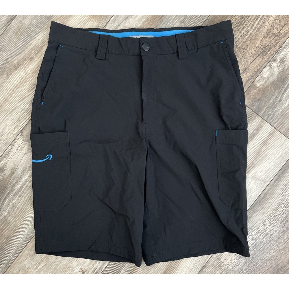 Luly Yang Amazon Shorts Mens Large 34-37 Black Cargo Performance Uniform Stretch